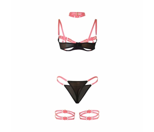 SUBBLIME Bra Set S/M Fluorescent Pink with Necklace and Leg Details