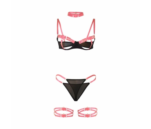 SUBBLIME 955304 Bra Set with Necklace Details Fluorescent Pink L/XL