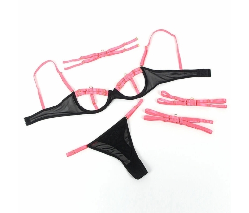 SUBBLIME 955304 Bra Set with Necklace Details Fluorescent Pink L/XL