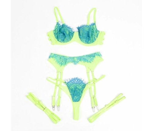 SUBBLIME 955328 Lingerie Set Lace Green-Blue L/XL Adjustable Elegant