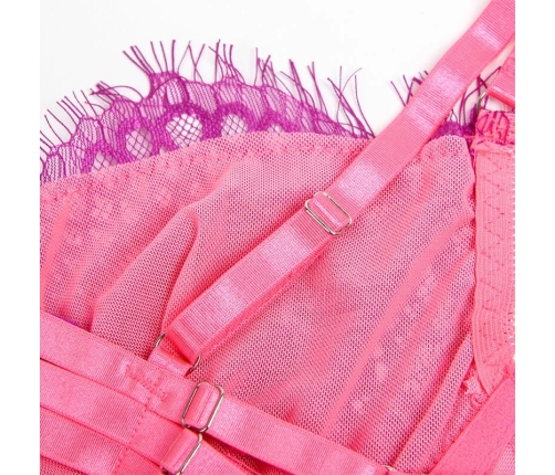 SUBBLIME 955359 Lace Bra & Garter Set Pink-Purple S/M - Elegant Lingerie