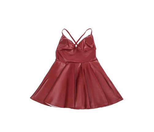 SUBBLIME - 955403 VESTIDO CON TIRANTES DE CUERO BURDEOS L/XL