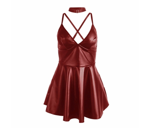 SUBBLIME - 955403 VESTIDO CON TIRANTES DE CUERO BURDEOS L/XL