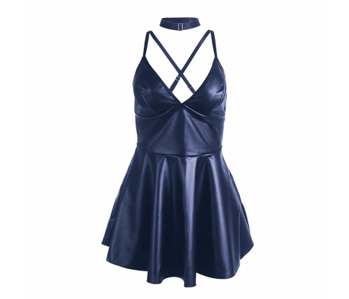 SUBBLIME 955410 Blue Nightdress with PU Leather Straps S/M