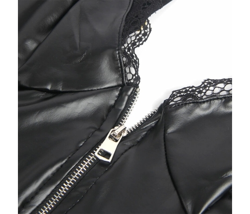 SUBBLIME 955458 Black PU Leather & Lace Body S/M with Zipper Detail