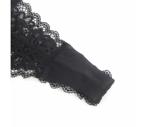 SUBBLIME 955458 Black PU Leather & Lace Body S/M with Zipper Detail