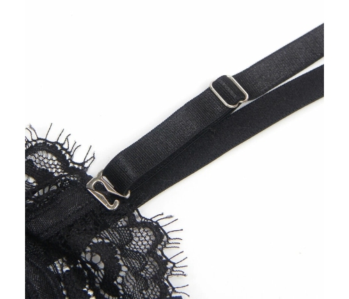 SUBBLIME 955496 Lace Bodysuit with Bows & Garters Black S/M