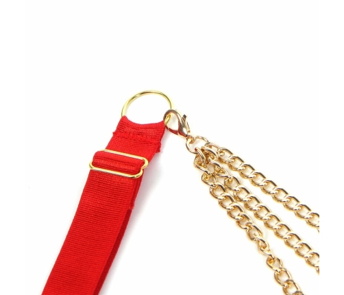 SUBBLIME 955519 Bra Set Red S/M with Chains & Mesh Heart Design