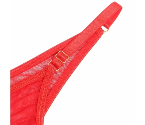 SUBBLIME Bra Set with Decorative Chains & Mesh Heart Red L/XL