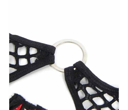 SUBBLIME 955533 Red Shiny Faux Leather & Mesh Bra Set S/M