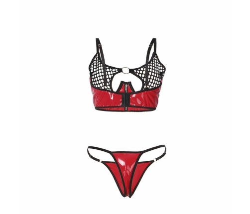 SUBBLIME 955540 Red Glossy Mesh Bra Set with Zipper L/XL
