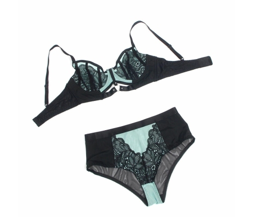 SUBBLIME 955557 Green Mesh & Patent Leather Bra Set S/M - Elegant Design