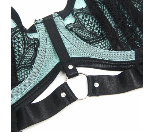 SUBBLIME 955557 Green Mesh & Patent Leather Bra Set S/M - Elegant Design