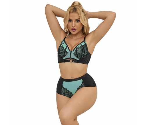 SUBBLIME 955557 Green Mesh & Patent Leather Bra Set S/M - Elegant Design