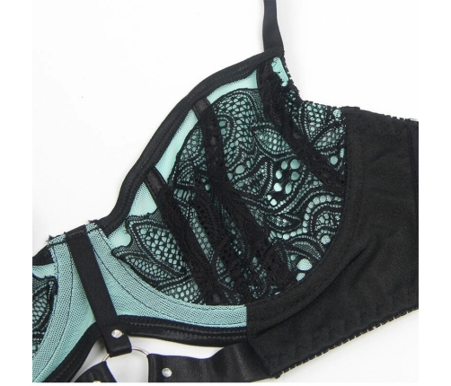 SUBBLIME 955557 Green Mesh & Patent Leather Bra Set S/M - Elegant Design