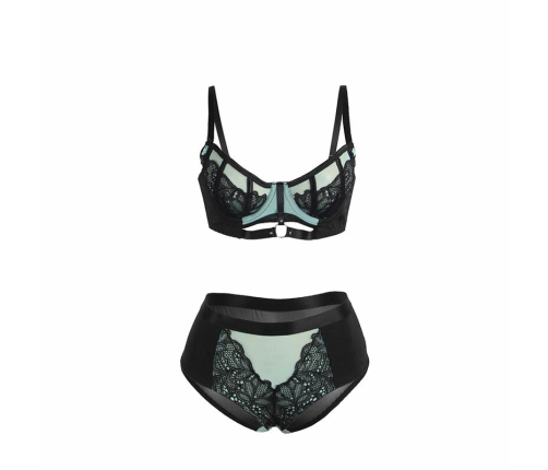 SUBBLIME 955564 Green Patent Mesh Bra Set L/XL - Elegant Push-Up Design