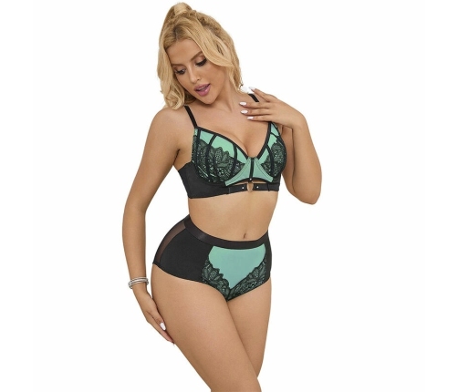 SUBBLIME 955564 Green Patent Mesh Bra Set L/XL - Elegant Push-Up Design
