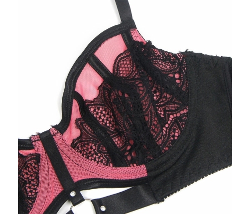 SUBBLIME 955571 Pink Patent Mesh Bra Set S/M - Elegant Lace & Support