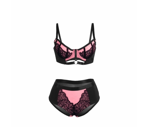 SUBBLIME 955571 Pink Patent Mesh Bra Set S/M - Elegant Lace & Support