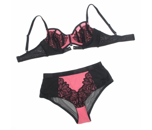SUBBLIME - 955588 CONJUNTO SUJETADOR CON CREMALLERA DE MALLA DE CHAROL ROSA L/XL