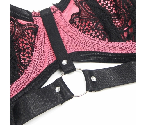 SUBBLIME - 955588 CONJUNTO SUJETADOR CON CREMALLERA DE MALLA DE CHAROL ROSA L/XL