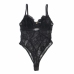 SUBBLIME 955618 Black Lace Bodysuit S/M with Adjustable Bottom Closure