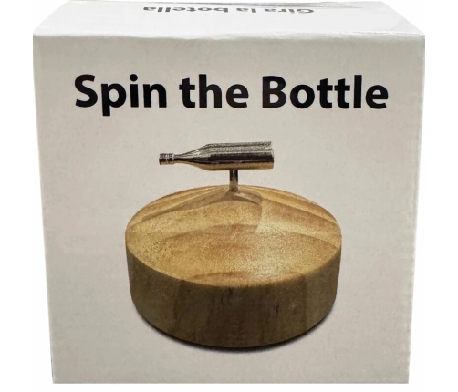 Kheper Games Spin The Bottle Party Game - Metal Bottle & Wooden Base