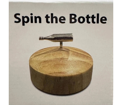 Kheper Games Spin The Bottle Party Game - Metal Bottle & Wooden Base