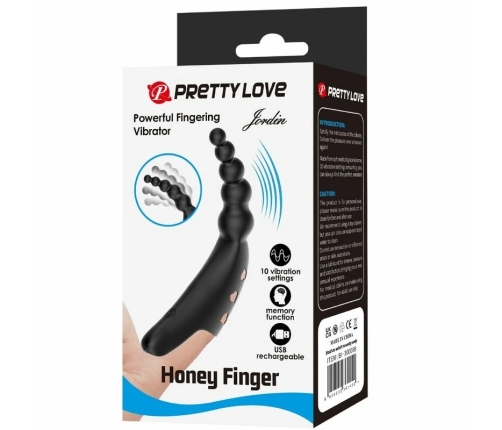 Pretty Love Jordin Black Flexible Finger Vibrator 10 Modes USB