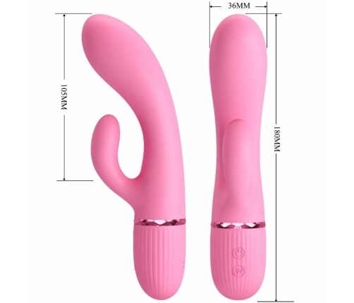 Pretty Love BW-500059 Silicone Dual Stimulation Vibrator Pink USB 10 Modes