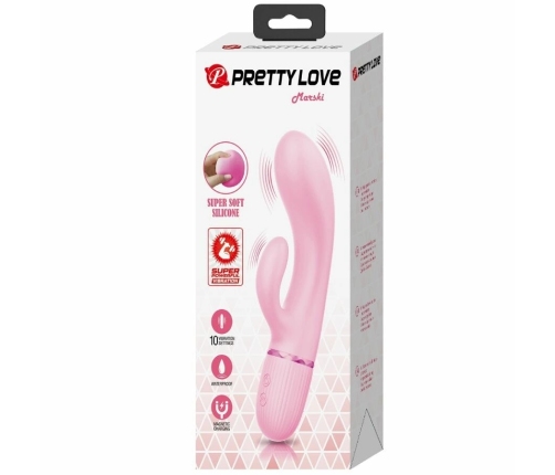 Pretty Love BW-500059 Silicone Dual Stimulation Vibrator Pink USB 10 Modes