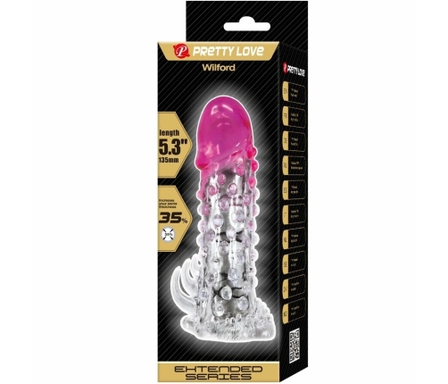 Pretty Love Wilford Sheath Extension Pink TPR Textured Intimate System