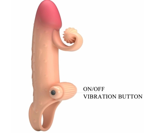 ROMANCE MC64 Vibrating Extension Sleeve Natural TPE with Support Ring