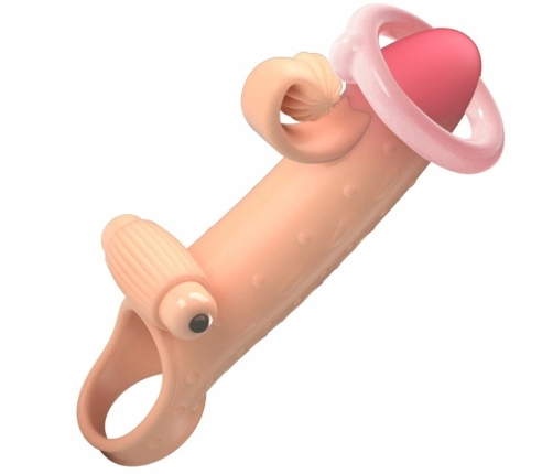 ROMANCE MC64 Vibrating Extension Sleeve Natural TPE with Support Ring