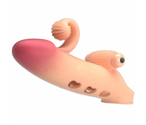 ROMANCE MC64 Vibrating Extension Sleeve Natural TPE with Support Ring