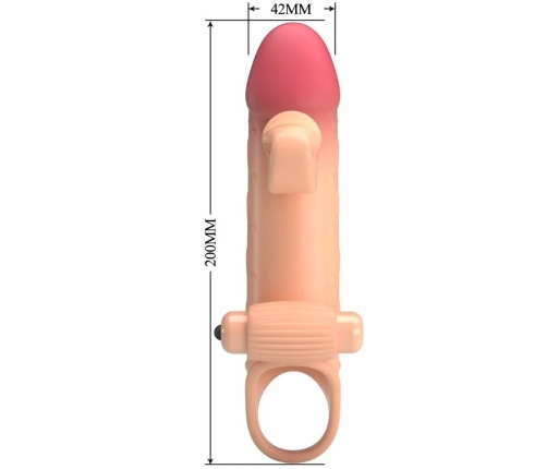 ROMANCE MC64 Vibrating Extension Sleeve Natural TPE with Support Ring