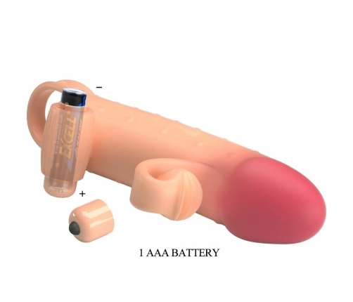 ROMANCE MC64 Vibrating Extension Sleeve Natural TPE with Support Ring