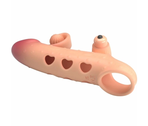 ROMANCE MC64 Vibrating Extension Sleeve Natural TPE with Support Ring