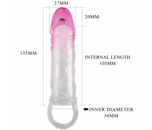 Pretty Love Odes Intimate Extension Sheath 2 cm Pink TPR Sleeve