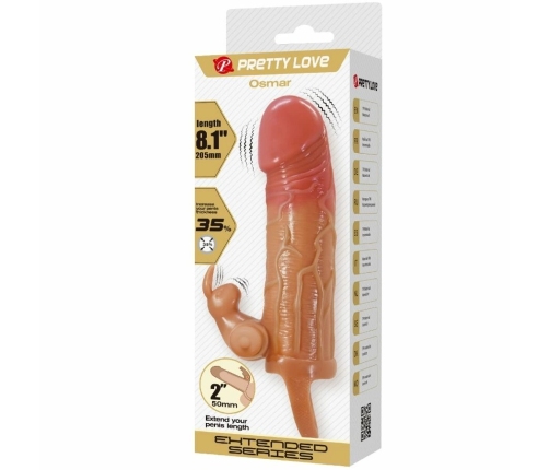 Pretty Love Osmar Extension Sleeve with Vibrating Stimulation, Transparent
