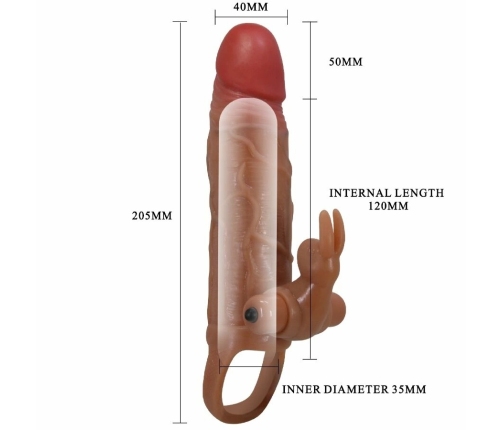 Pretty Love Osmar Extension Sleeve with Vibrating Stimulation, Transparent