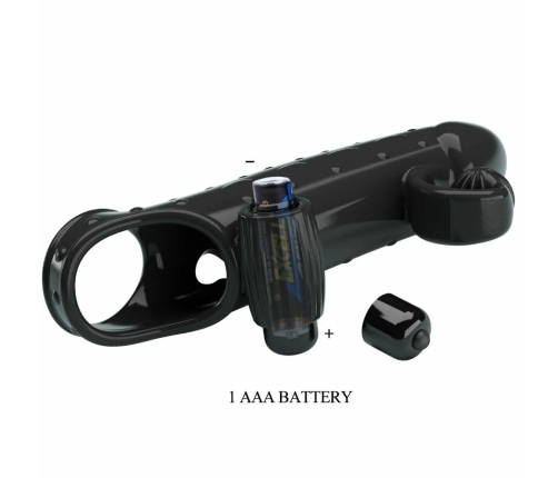 Romance MC64 Vibrating Extension Sleeve Black TPE Adjustable Ring