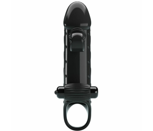 Romance MC64 Vibrating Extension Sleeve Black TPE Adjustable Ring