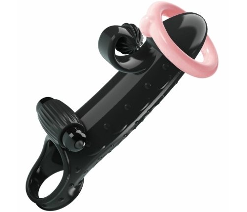 Romance MC64 Vibrating Extension Sleeve Black TPE Adjustable Ring