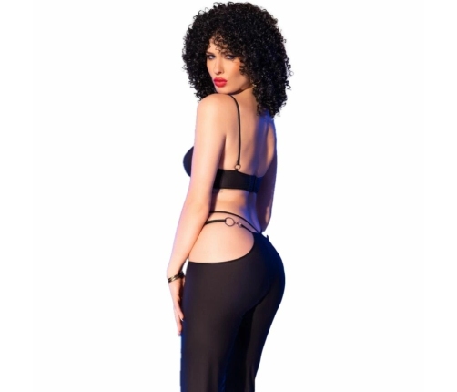 Chilirose CR 4851 Black Set - Top & Leggings with Gold Accents, Size L