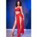 Chilirose CR4850 Red Tulle Top & Leggings Set with Gold Accents S