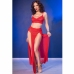 Chilirose CR4850 Red Tulle Top & Leggings Set with Gold Accents S