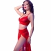 Chilirose CR4850 Red Tulle Top & Leggings Set with Gold Accents S