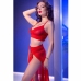 Chilirose CR 4850 Red Sheer Top & Leggings Set with Gold Chain Details M