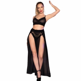 Chilirose CR 4672 Black Set with Removable Gold Chains, Size S